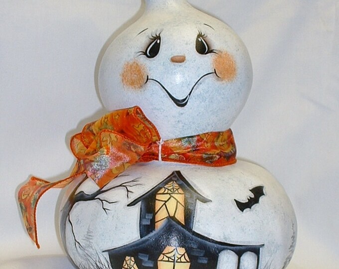 Ghost Gourd With Haunted House Hand Painted - Etsy