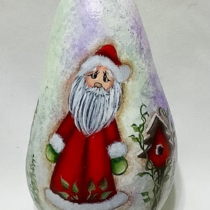 Santa Gourd Tree Ornament - Hand Painted Gourd