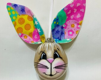 Rabbit Easter Bunny Gourd Easter Egg Ornament - Hand Painted Gourds