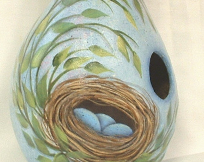 Birds Nest Gourd Birdhouse Hand Painted Etsy