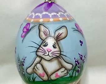 Rabbit Gourd Easter Egg Ornament - Hand Painted Gourds