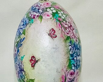 Spring Easter Egg Gourd Ornament Flower Wreath Spring, Roses and Butterfly's