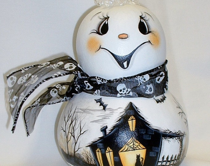 Ghost Gourd With Haunted House Hand Painted - Etsy