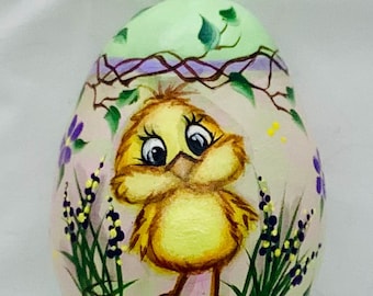 Chick Gourd Easter Egg Ornament - Hand Painted Gourds