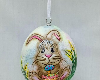 Rabbit Gourd Easter Egg Ornament - Hand Painted Gourds