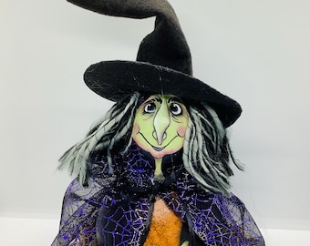 Halloween Witch Gourd - Hand Painted Gourds