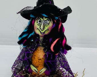 Halloween Witch Gourd - Hand Painted Gourds