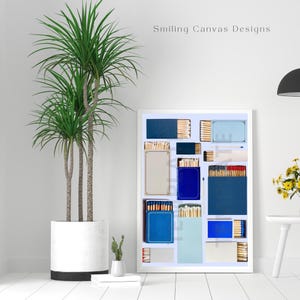 Matchbox poster blue matches art template - Digital download