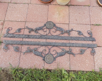 Pair Antique Architectural Metal Tin PEDIMENTS Panel Door Window Garden 48x10