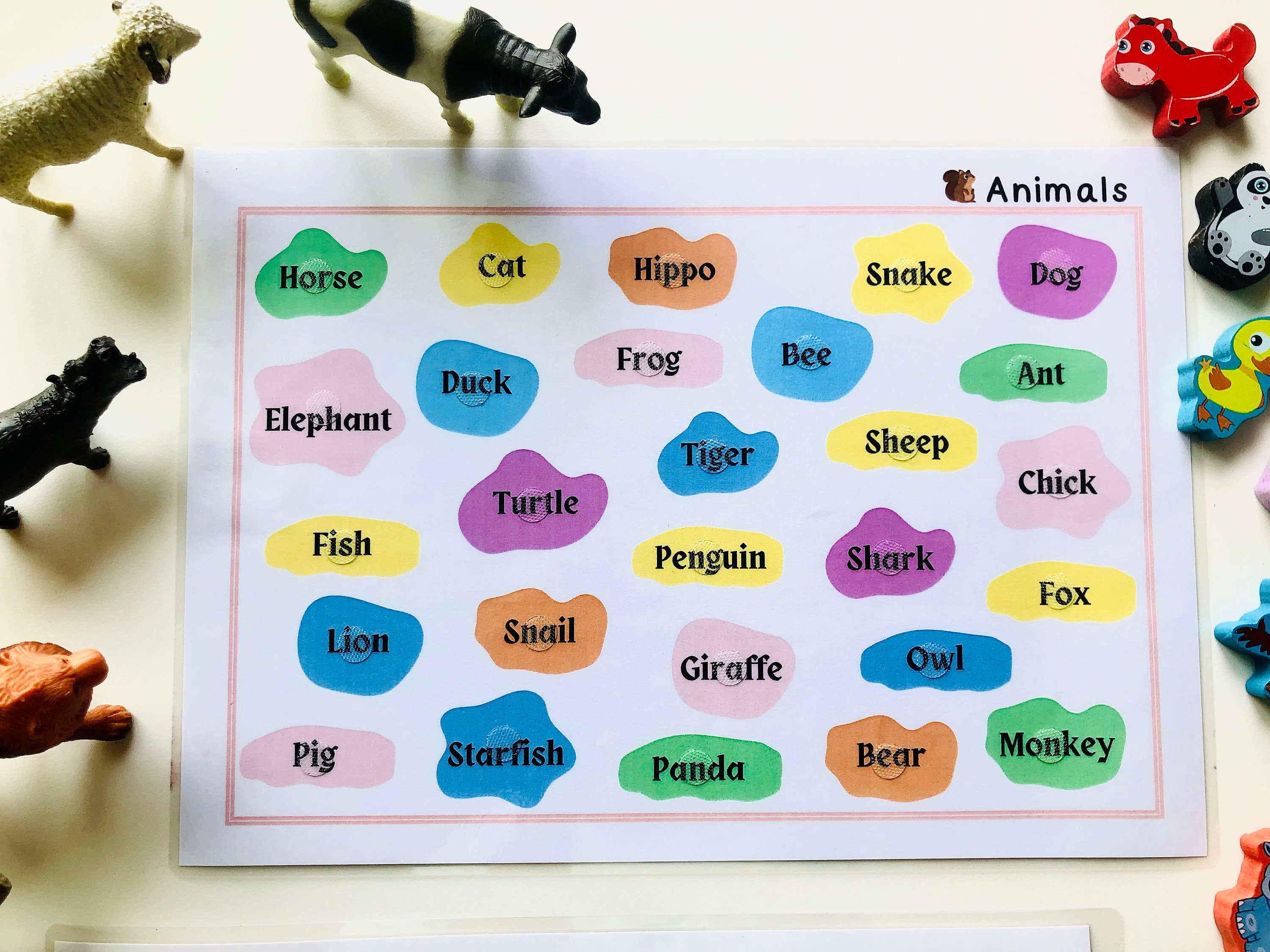Animals Matching Activity Worksheet, Color Sorting Gift for Kids ...