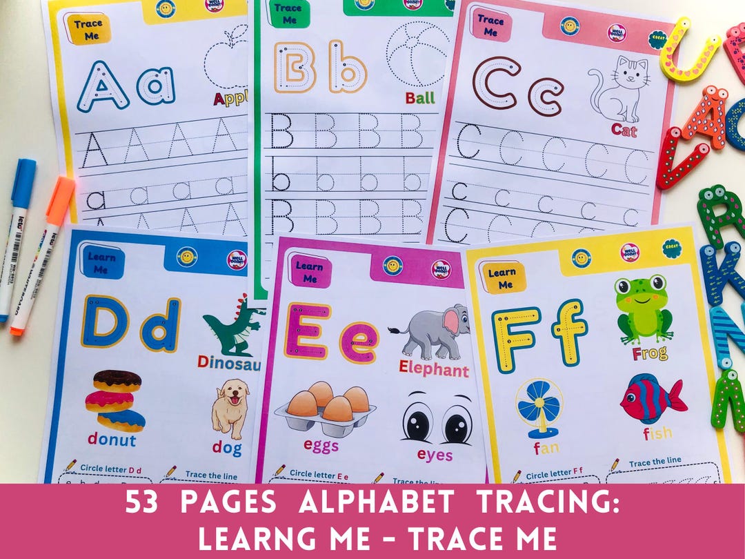 Alphabet Tracing Worksheet, ABC Phonic Letter Handwriting Page for Kids ...