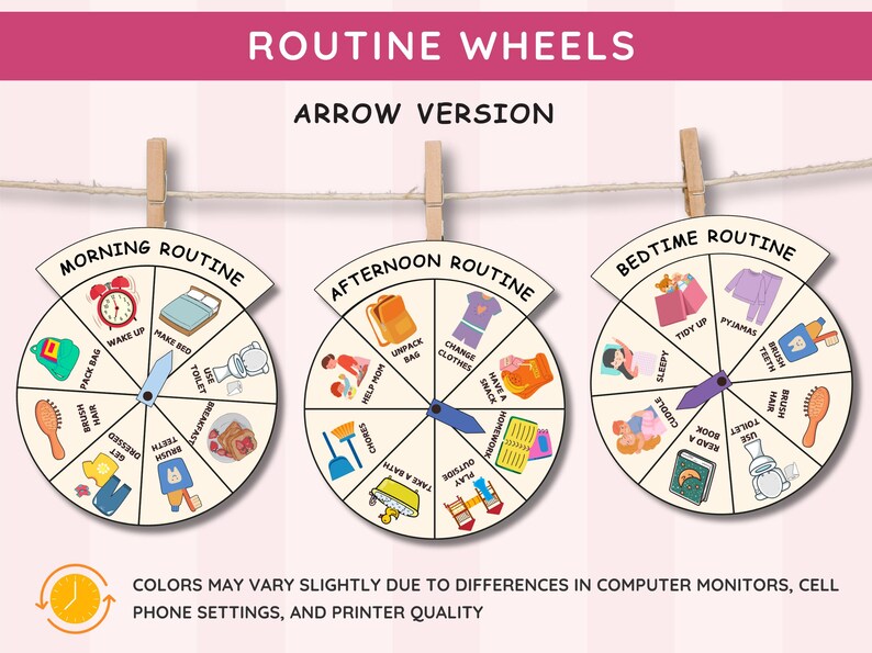 Routine Wheel for Kids, Preschool Morning Afternoon Bedtime Chore Chart ...