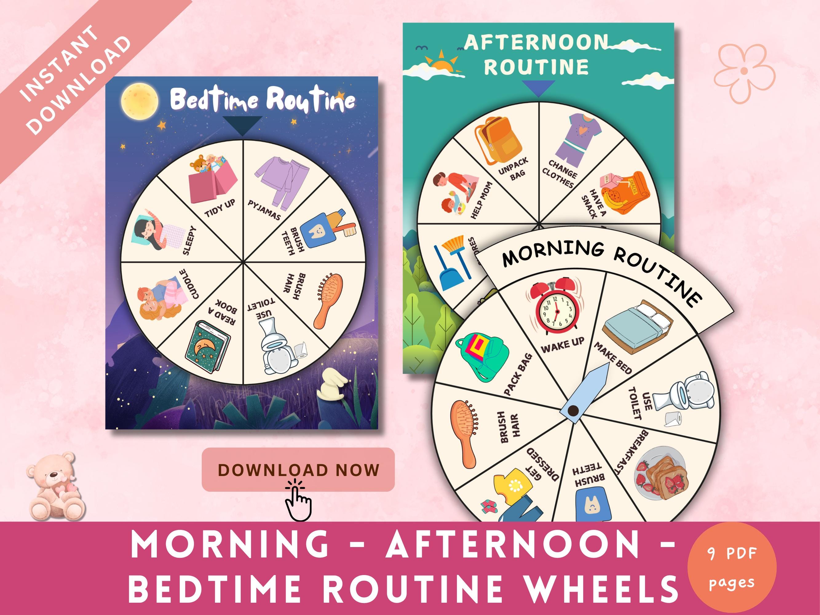 Routine Wheel for Kids, Preschool Morning Afternoon Bedtime Chore