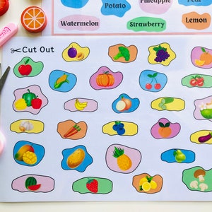 Fruits and Vegetables Matching Activity Worksheet, Color Sorting Gift ...