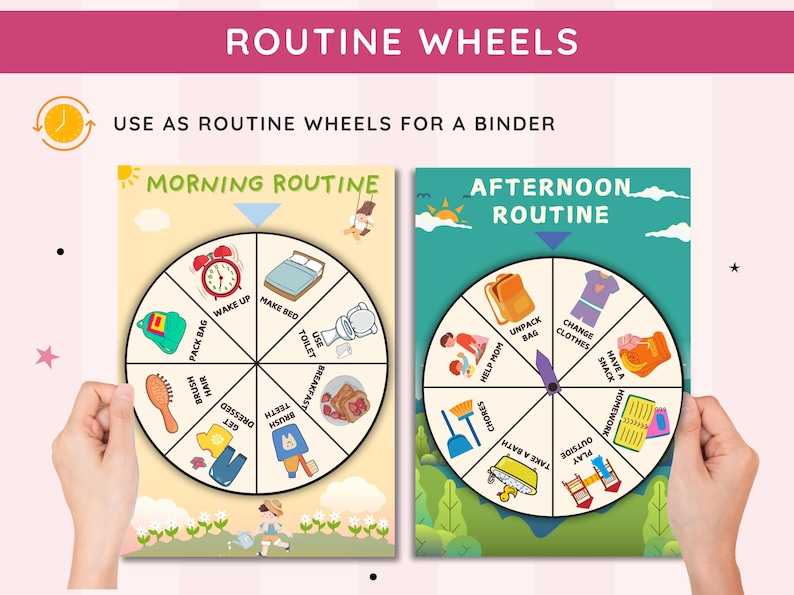 Routine Wheel for Kids, Preschool Morning Afternoon Bedtime Chore Chart ...