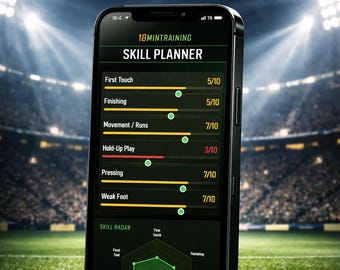 Aplicación para planificar habilidades futbolísticas / Plan de entrenamiento personalizado y seguimiento del progreso / Herramienta para el desarrollo de jugadores jóvenes / Regalo digital de descarga
