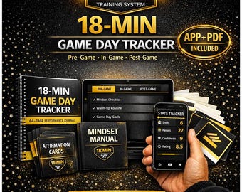 Football / Soccer Game Day Tracker App + 20‑Game Performance Journal PDF + Blueprint | Match Prep, Stats, Reflection & Season Review