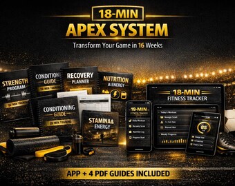 Transform Your Game in 16 Weeks | APEX Performance System App + 4 PDF Guides | Strength, Speed, Stamina & Agility | Football | Soccer