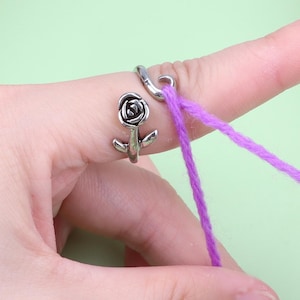 Exquisite Rose Crochet Ring | Yarn Tension Ring Crochet | Crochet Ring Holder | Tension Ring Adjustable | Yarn Guide | Gift For Knitter