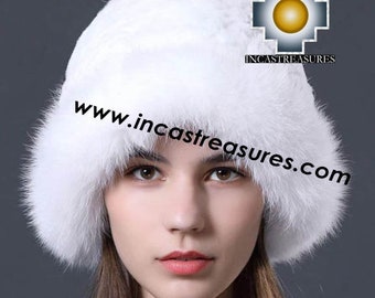 100% Baby Alpaca fur hat cuajone White FREE SHIPPING Worldwide