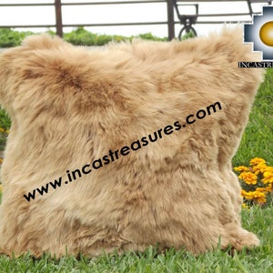 100% Baby Alpaca Fur Pillows, Camel Cushion Cover Both sides - FREE SHIPPING Worldwide -Now with Bigger Zipper