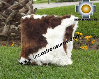 Handmade Baby Alpaca Fur Cushion Cover, Spotted Geometric Design