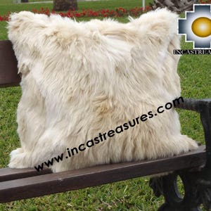 100% Baby Alpaca Fur Pillows, Beige Cushion Cover Both sides - FREE SHIPPING Worldwide -Now with Bigger Zipper