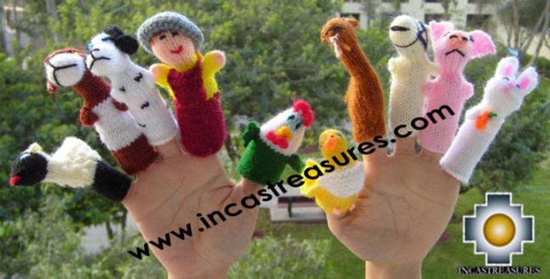 Hand-knit Wool Finger Puppets - Farm Animal Set, Fair Trade - Etsy