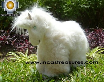 100% Baby Alpaca fur Stuffed Animal Unicorn  - FREE SHIPPING Worldwide