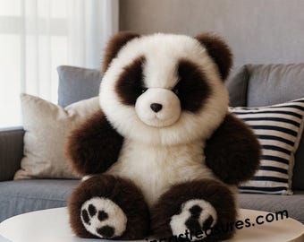 ベビーアルパカパンダのぬいぐるみ：かわいいウールおもちゃの