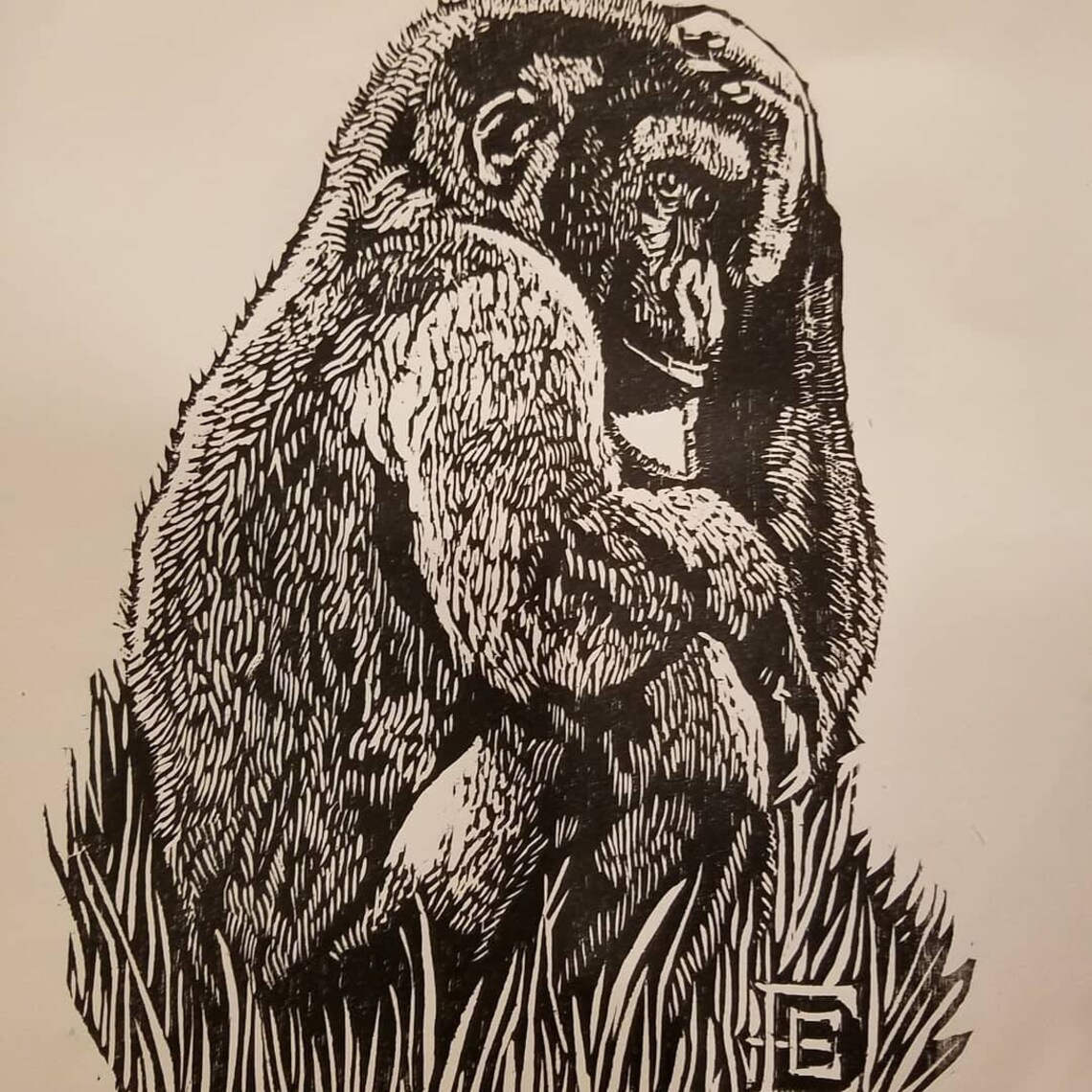 Wolf woodcut print | Etsy