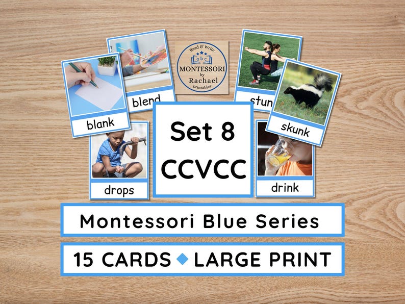Montessori Blue Series CCVCC Reading Cards Support Language Development ...