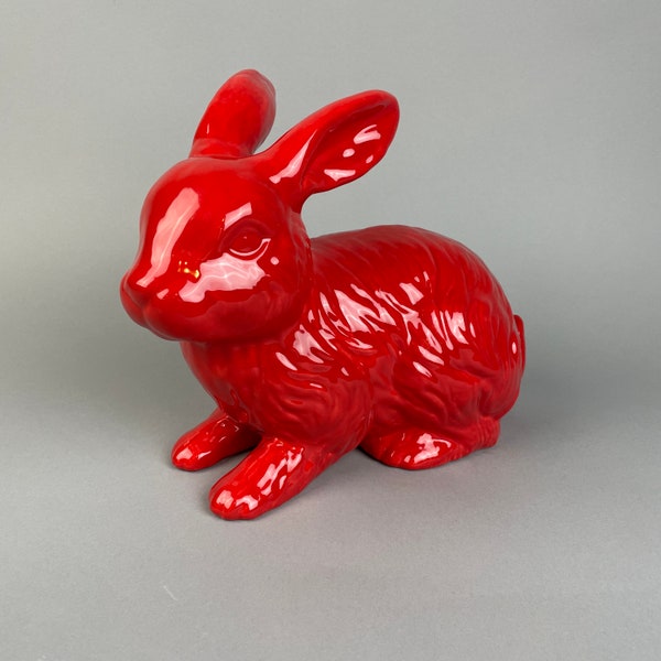 Bunny, Sitting, Glazed Ceramic, Art Sculpture - Choose Your Color