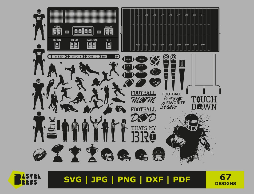 Football Svg Basic American Football Basics Bundle SVG | Jpg, Png, Pdf, Dxf | Cut Files ...