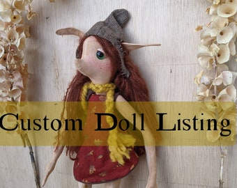 Woodland fairy Art Doll, Custom art doll, Personalized gift, whimsical fairy, goblincore, ooak goblin doll, woodland creature, nature spirit