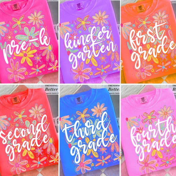 Back to School Grade Level PNG, Pre-K to Fourth Grade Sublimation Bundle, Groovy Flower School Shirt Design, Back to School Png