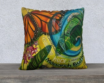 Monarch Butterfly Throw Pillow - Decorative Cushion Covers - Home Decor