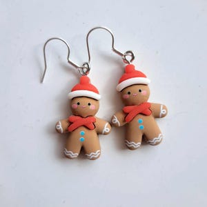 Christmas earrings gingerbread Gingerbread man earrings Gingerbread cookie jewelry
