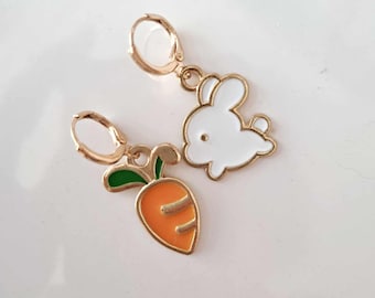 Pendientes conejo zanahoria Pendientes conejito Pendientes conejito Kawaii Pendientes Eastergirls