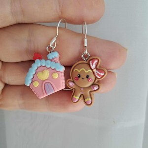Christmas earrings gingerbread Gingerbread man earrings Gingerbread cookie jewelry