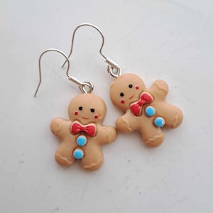 Christmas earrings gingerbread Gingerbread man earrings Gingerbread cookie jewelry