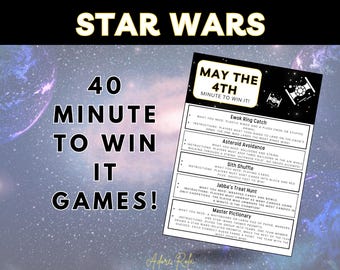 Star Wars Minute to Win it Games Bundle - 40 May the Fourth themed printable games perfect for May the 4th parties! Instant Download!