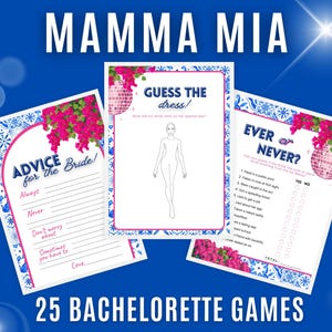 Mamma Mia Themed Bachelorette Games Set | Dancing Queen Themed Hens Party and Bridal Shower fun | Instant Download ABBA inspired Bach Games