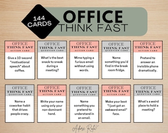 Office Think Fast Game - Printable Team Activity | 144 Question & Challenge Cards | Perfect for Team Building, Staff Party, Coworker Meeting