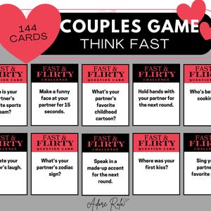 Couples Think Fast Game - 5 second game for adult couples | perfect for date nights, valentine's parties, adult dinner parties & engagements