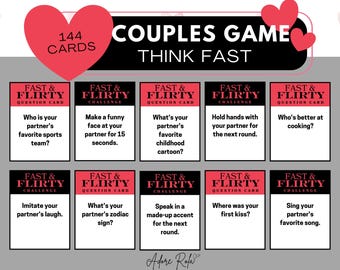 Juego "Piensa rápido" para parejas: juego de 5 segundos para parejas adultas, perfecto para citas nocturnas, fiestas de San Valentín, cenas de adultos y compromisos.