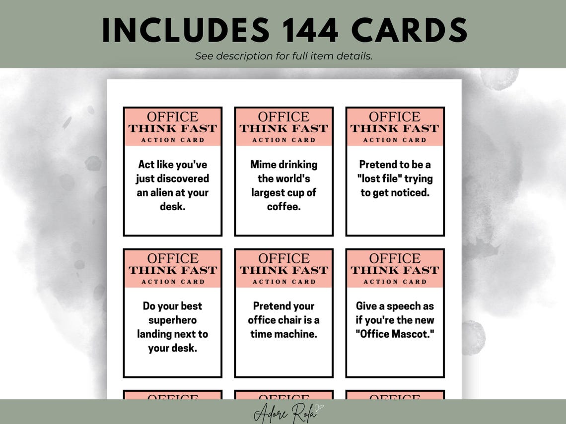 Office Think Fast Game - Printable Team Activity | 144 Question ...