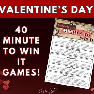 Valentine&#39;s or Galentine&#39;s Minute to Win It Party Games Bundle – 40 Fun Challenges for Families, Friends, Classrooms or Office Parties!