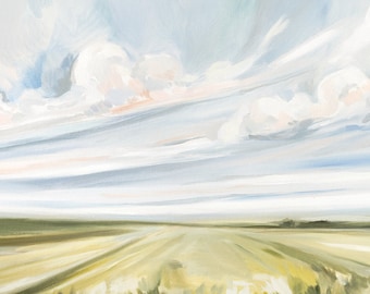 Harvesting, Fine Art Print Reproductie van een landschapsschilderij door Emily Jeffords