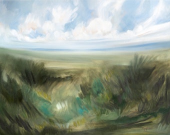 Take Me To Your Peaceful Places, Fine Art Print Reproduction of a Landscape Painting by Emily Jeffords